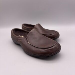 Merrell Basso Shoes Womens Size 7.5 Brown Leather Mule Clog Slip On Comfort